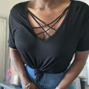 Strappy Black Tee